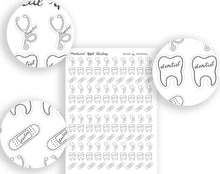 Load image into Gallery viewer, Doctor Dentist Hospital Stickers | Medical Appt PRINTABLE Stickers | Functional Planner Stickers | Medical Reminders | Appointment Stickers
