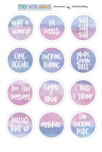 Load image into Gallery viewer, Naughty Text Stickers | Angry and Rude and Funny Planner Stickers | Sweary Text Planner Stickers | Kiss Cut Alternative Planner Stickers