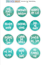 Load image into Gallery viewer, Naughty Text Stickers | Angry and Rude and Funny Planner Stickers | Sweary Text Planner Stickers | Kiss Cut Alternative Planner Stickers