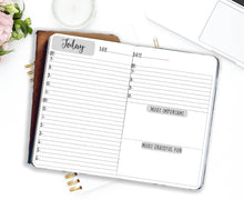 Load image into Gallery viewer, Day To A Page B6 Insert | A6 & B6 Diary Inserts | Printable Daily Plan | TN Hourly List | Printable TN Organiser | Foxy Fix No 3 No 5 tn