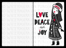 Load image into Gallery viewer, 'Love Peace & Joy' Black and Red Travellers Notebook Dashboards - PRINTABLE inserts to fit A6 and B6 Foxy Fix style planner