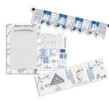 Load image into Gallery viewer, Printable Christmas Planner Kit to fit Erin Condren - blue winter theme sticker kit to download now