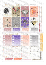 Load image into Gallery viewer, Boho Ethnic Vertical Planner Sticker Kit - A gorgeous vertical kit with purples and gold