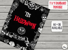Load image into Gallery viewer, Halloween Planner Dashboard 7 x 9 inches | Horror PRINTABLE Dashboard | Halloween Insert | skulls, spiders, cobwebs  | ECLP Planner Insert