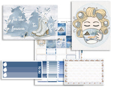 Load image into Gallery viewer, Printable Christmas Planner Kit to fit Erin Condren - blue winter theme sticker kit to download now