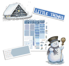 Load image into Gallery viewer, Printable Christmas Planner Kit to fit Erin Condren - blue winter theme sticker kit to download now