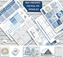 Load image into Gallery viewer, Winter Theme Vertical Planner Kit for Christmas - Six original blue & silver sheets for your Happy Planner or ECLP