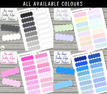 Load image into Gallery viewer, Shades of Blue Scallop Event Stickers. Quarter Boxes. Planner stickers handmade in the UK