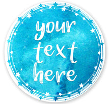 Load image into Gallery viewer, Custom Party Favor Labels | Custom Watercolour Stickers | Watercolour Round Text Stickers | Stickers for Party Bags | Circular Custom Labels