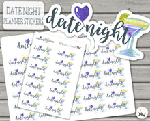 Load image into Gallery viewer, Date Night Planner Stickers Script Deco BUJO Stickers.