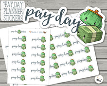 Load image into Gallery viewer, Pay Day Stickers - mini handmade planner stickers from the Functional Art Kawaii series