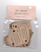 Load image into Gallery viewer, Custom Kraft Swing Tags. Double sided gift/product swing tags with or without metal eyelets.