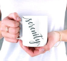Load image into Gallery viewer, Alcoholics Anonymous Recovery Mug | Serenity Prayer Mug | 3 sided Mug with Serenity-Courage-Wisdom.