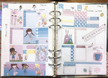 Load image into Gallery viewer, Easter Mini Sticker Kit to fit Erin Condren or Happy Planner. Cute Planner Girls with eggs & rabbits. Mini Planner Kit in pastel colours