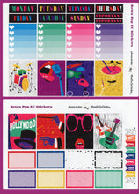 Load image into Gallery viewer, Retro Music Themed Vertical Planner Kit - Choose from Happy Planner or Erin Condren Sizes. Brightly coloured stickers with a disco theme.
