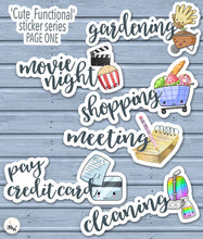 Load image into Gallery viewer, Movie Night Kawaii Stickers | Kawaii Planner Sticker | Functional BUJO Stickers | Popcorn Movie Night Stickers | Travelers Notebook Stickers