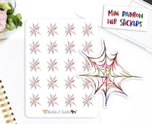 Load image into Gallery viewer, Halloween Mini Stickers | BUJO Deco Stickers | Rainbow Cobweb Stickers | Spooky Planner Diary Decor | Scrapbooking ECLP Halloween Planning