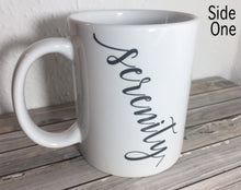 Load image into Gallery viewer, Alcoholics Anonymous Recovery Mug | Serenity Prayer Mug | 3 sided Mug with Serenity-Courage-Wisdom.