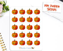Load image into Gallery viewer, Kawaii Pumpkin Mini Stickers |  BUJO Deco Stickers | Halloween Planner Page | Cute Spooky Planner Decor | Halloween Sticker Sheet