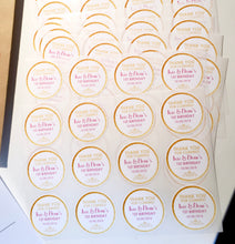 Load image into Gallery viewer, Your image or logo on sheets of round stickers handmade in the UK - Perfect to label products such as candles, beauty jars etc.