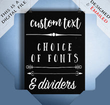 Load image into Gallery viewer, Personalised PRINTABLE Chalkboard Print, Custom Blackboard Artwork with test of your choice.