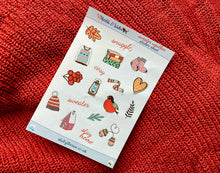 Load image into Gallery viewer, Sweater Weather Stickers Sheet | Handmade Mini Stickers for Planners Bullet Journals | Script Decor Sheet Winter Planning | Cosy Stay Home