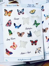 Load image into Gallery viewer, Handmade Butterfly Stickers Sheet | Mini Nature Stickers | Butterflies Sticker Sheet | Script Planner Deco | Butterfly Stickers from the UK