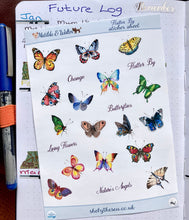 Load image into Gallery viewer, Handmade Butterfly Stickers Sheet | Mini Nature Stickers | Butterflies Sticker Sheet | Script Planner Deco | Butterfly Stickers from the UK