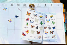 Load image into Gallery viewer, Handmade Butterfly Stickers Sheet | Mini Nature Stickers | Butterflies Sticker Sheet | Script Planner Deco | Butterfly Stickers from the UK