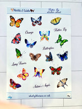 Load image into Gallery viewer, Handmade Butterfly Stickers Sheet | Mini Nature Stickers | Butterflies Sticker Sheet | Script Planner Deco | Butterfly Stickers from the UK