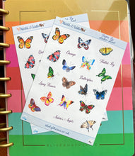 Load image into Gallery viewer, Handmade Butterfly Stickers Sheet | Mini Nature Stickers | Butterflies Sticker Sheet | Script Planner Deco | Butterfly Stickers from the UK