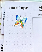 Load image into Gallery viewer, Handmade Butterfly Stickers Sheet | Mini Nature Stickers | Butterflies Sticker Sheet | Script Planner Deco | Butterfly Stickers from the UK