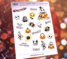 Load image into Gallery viewer, Spooky Halloween Mini Stickers for Planners Bullet Journals, Deco Sheet with 23 Different Stickers, Kids Party Labels, Fall Planner Sticker