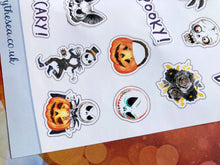Load image into Gallery viewer, Spooky Halloween Mini Stickers for Planners Bullet Journals, Deco Sheet with 23 Different Stickers, Kids Party Labels, Fall Planner Sticker
