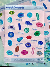 Load image into Gallery viewer, Crystals, Genomes Mini Stickers Sheet, Deco Decals for journaling, Crystal Gift, Agate, Fluorite, Labradorite, Aventurine Tower, Quartz