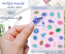 Load image into Gallery viewer, Crystals, Genomes Mini Stickers Sheet, Deco Decals for journaling, Crystal Gift, Agate, Fluorite, Labradorite, Aventurine Tower, Quartz