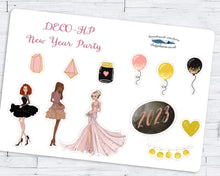 Load image into Gallery viewer, PRINTABLE New Year Party Happy Planner Kit for 2023, Weekly Vertical Stickers, Fashion Girls Hen Night