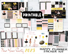 Load image into Gallery viewer, PRINTABLE New Year Party Happy Planner Kit for 2023, Weekly Vertical Stickers, Fashion Girls Hen Night
