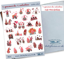 Load image into Gallery viewer, Valentine Gnome Stickers, Mini Decals of Gnomes for Deco, Planner & Journal Stickers