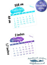 Load image into Gallery viewer, PRINTABLE Watercolour Mini Calendars for 2023, A4 + Letter Sized, Diary Months, Calendar Die-Cuts Stickers, Planner or Journal