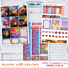Load image into Gallery viewer, Floral Mini Vertical Planner Kit with flower photos and quote full boxes. Extension Washi included. Planner stickers handmade in the UK