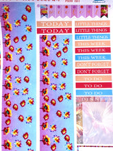 Load image into Gallery viewer, Floral Mini Vertical Planner Kit with flower photos and quote full boxes. Extension Washi included. Planner stickers handmade in the UK