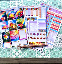 Load image into Gallery viewer, Floral Mini Vertical Planner Kit with flower photos and quote full boxes. Extension Washi included. Planner stickers handmade in the UK