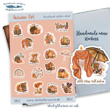 Load image into Gallery viewer, Autumn Fall mini sticker sheet, for a fall kinda girl. Quotes and gorgeous artwork. Journal stickers for bullet lists. Handmade in the UK.