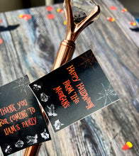 Load image into Gallery viewer, Personalised Halloween Stickers, Glossy custom labels, perfect for laptop invitations, envelopes or Halloween party bags, handmade in the UK