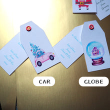 Load image into Gallery viewer, Personalised Christmas Gift Tags, Pack of 12 Custom Swing Tag with Coloured Eyelets, DOUBLE SIDED Gift Label with your choice of text
