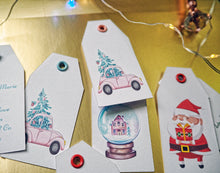 Load image into Gallery viewer, Personalised Christmas Gift Tags, Pack of 12 Custom Swing Tag with Coloured Eyelets, DOUBLE SIDED Gift Label with your choice of text