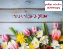 Load image into Gallery viewer, PRINTABLE Watercolour Mini Calendars for 2023, A4 + Letter Sized, Diary Months, Calendar Die-Cuts Stickers, Planner or Journal