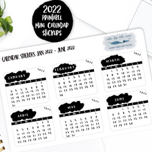 Load image into Gallery viewer, Printable Mini Planner Calendars 2023 Black and White, Mono Diary Stickers, Both A4 & Letter Size Sheets, Instant Download for Planners & Journals