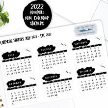 Load image into Gallery viewer, Printable Mini Planner Calendars 2023 Black and White, Mono Diary Stickers, Both A4 & Letter Size Sheets, Instant Download for Planners & Journals